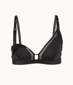 Wearlively The Mesh Trim Maternity Bralette: Jet Black
